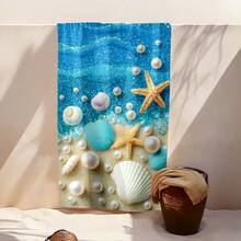 1pc Ocean Creature Shell Pearl Starfish Pattern Beach Towel, Super Absorbent Quick Dry Towel For Swimming, Soft Beach Blanket, Suitable For Beach, Swimming, Outdoor Camping Travel, Ideal Beach Essential (40*80CM Very Small) - A - View 10