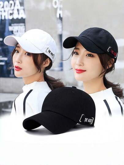 1顶女士马尾棒球帽，可调节夏季百搭街头时尚棒球帽，男士户外防晒休闲运动棒球帽，沙滩防晒帽，女士帽子