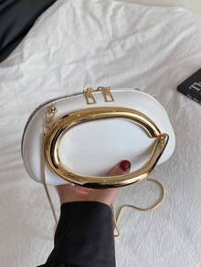 气质链条包，复古金属手柄，精致设计，小方包版，欧美宴会风格，百搭单品，少数族裔，高级感，单肩包，斜挎，两用，晚宴、约会、通勤，时尚，质感，女包。 - 彩色 - 查看 14