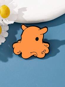 1个可爱柔软的卡通章鱼毛绒胸针，浅棕色，圆脸设计，卷曲的触手，可别在鞋子、包包、衣服上，深受成人和儿童喜爱 - 彩色 - 查看 5