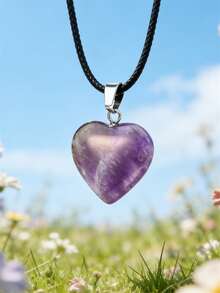 1/40/100pcs Various Natural & Synthetic Crystal Heart Pendant Necklaces - Multicolor - View 17
