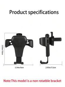 1pc Black Car Air Vent Phone Holder, Multifunctional Car Navigation Bracket - A - View 11