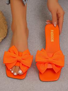 2026 Nuevas sandalias de moda versátil con lazo, esenciales para usar al aire libre/playa - Naranja - Ver 4