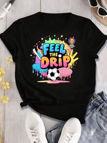 Unisex Casual T-Shirt 2026  World Cup Soccer T-Shirt, Football Match Jersey T-Shirt, Daily Wear, Unisex Fun Printed Round Neck Short Sleeved Men's And Women's T-Shirts, Suitable For: Sports Events/Holiday Parties/Outings/Sports And Other Holiday Gifts - màu đen - Xem 1