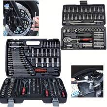 46件套套筒扳手组，72齿棘轮工具套装，汽车维修工具箱，工业手动工具，防爆，钢制，黑色，无需组装 - 46件套裝 - 查看 3
