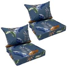 Outdoor Deep Seat Cushions Waterproof Patio Seat And Back Cushion Set, Fade-Resistant Seasonal Chair Cushion With Removable Cover For Dining Arm Chairs, Wicker Chairs And Garden Furniture Sofa Chair Cushion Set Decoration For Outdoor Garden, Deck, Porch, Patio Furniture - 霧霾藍 - 查看 11