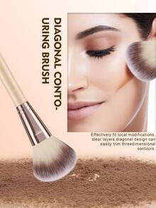 45PCS Makeup Tools Set Including:20PCS Makeup Brush Set+4PCS Makeup Sponges+4PCS Mini Makeup Sponges+4PCS Triangle Powder Puffs+8PCS Mini Air Cushion Powder Puffs+1pc Hairband+2PCS Hand Bowl Strap+2PCS Facial Cleansing Sponges - Apricot - View 3