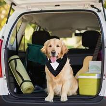 1pc New Pet Tuxedo Bib Bow Tie Drool Bib, Dog Wedding Attire Accessory - Black and White - View 4