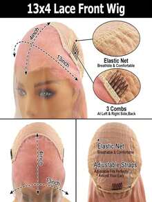Body Wave Baby Pink Synthetic Wigs Heat Resistant Glueless Wigs For Beginner Friendly 13x4 HD Lace Front Wigs Free Parting Pink Water Wave Synthetic Lace Front Wig Easy Styling Daily Party Use Cosplay - 粉色 - 查看 9