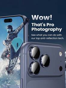 Alloy Camera Lens Protector Film 1pc Metal Frame Tempered Glass Camera Lens Protector Film Compatible With Iphone 17 Pro/17 Pro Max [Matte] [Strong Adhesive] Metal Frame Tempered Glass Camera Lens Cover Spring Gift - Dark Blue - View 4