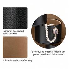 1个女士旅行首饰盒，多功能三层首饰收纳盒，送给女孩、旅行者、情侣、妈妈和朋友的理想礼物 - 黑色 - 彩色 - 查看 6