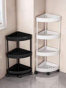3-Tier/4-Tier Movable Storage Cart, Compact Corner Shelving Unit With Wheels, Made Of Sturdy Plastic, Foldable Assembly, No Power Needed, Suitable For Kitchen, Living Room, Bedroom, Office, Commercial Bathroom And Shower, Multifunctional Storage Basket, Bathroom Decor, Bathroom Essentials, Shower Caddy, Bathroom Necessities, Home Decor - Multicolor - View 6