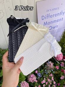 1/3 双春夏薄款过膝袜，芭蕾舞鞋款中筒袜，洛丽塔蝴蝶结袜，网眼镂空长袜，隐形袜，蕾丝边直筒袜 - 彩色 - 查看 31