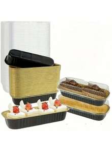 100 chiếc/gói Khuôn bánh mì mini dùng một lần có nắp, 192,8g (6,7oz), khuôn nướng bánh cupcake mini bằng nhôm, cốc nướng bánh muffin dùng một lần - Màu đen, Thích hợp cho tiệc tùng, đám cưới, lễ Phục sinh - Xem 3
