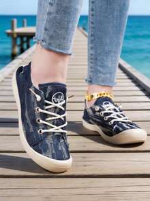 New Casual Flat Sneakers Suitable For Spring And Autumn, Women's Running Shoes - Blue - View 1