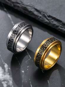 Stainless Steel Rotating Stress Relief Ring, Celtic Knot Stackable Rings, Unisex Summer Jewelry For Vacation - Ring - View 2