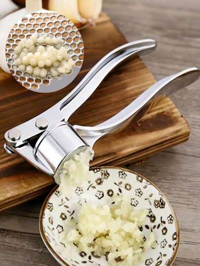 1pc Garlic Press Multifunctional Home Use, Stainless Steel Manual Garlic Chopper, Ginger, Pepper, Onion, Salad Kitchen Gadgets, Easy To Press And Clean, Home Kitchen Gadgets, Kitchen Tools, Portable Garlic Press For Camping, BBQ, Restaurant, Metal Garlic Crusher, Washable Garlic Crusher, Father's Day, Mother's Day, Wedding Season Gift