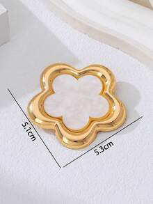 Broche de Flor de 5 Pétalas Design de Nicho, Presente de Joias Retrô Suave para Mulheres, Adequado para Uso Diário e Festas - Branco - Visão 4