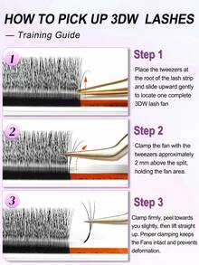 12 Rows D-Curl 3D Lashes, Closely Spaced, 3D W-Shaped Pre-Made Fluffy Fanned Lashes, 0.07/0.1mm, Natural Soft Narrow 3D W-Shaped Lashes - D - View 8
