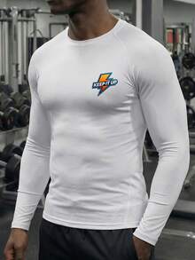 Men's Moisture Wicking Quick Dry Long Sleeve Athletic Workout T-Shirts, Breathable Stretchy Fitness Tops For Outdoor Sports, Running, Gym - White - View 1