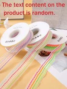 1 Roll 275 Inches Rainbow Striped Organza Satin Ribbon, 0.98 Inch Width, Soft And Vibrant Colors. This Lightweight Polyester Material Is Perfect For Gift Wrapping, Christmas And Holiday Decorations. - Multicolor - View 7