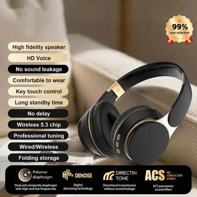 Auriculares inalámbricos, auriculares inalámbricos plegables y ligeros 5.3, auriculares lindos adecuados para viajes, trabajo, teléfonos, computadoras, portátiles, regalo de Navidad para amigos