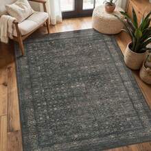 8x10 Area Rugs, Large Washable Neutral Rugs For Living Room, Vintage Boho Rugs For Office, Kids Room, Farmhouse, Durable Low Pile Non Slip Carpet For High Traffic Areas, Light Brown,  Home Decor Rugs - Rêu/Nâu - Xem 4