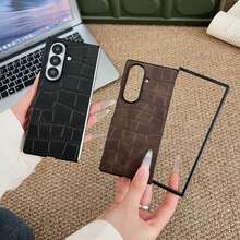 1件裝商務高級鱷魚紋PU皮革折疊手機殼，適用於 Galaxy Z Fold 8 Ultra/8/7/6/5/4，奢華全方位保護保護套 - 黑色 - 查看 9