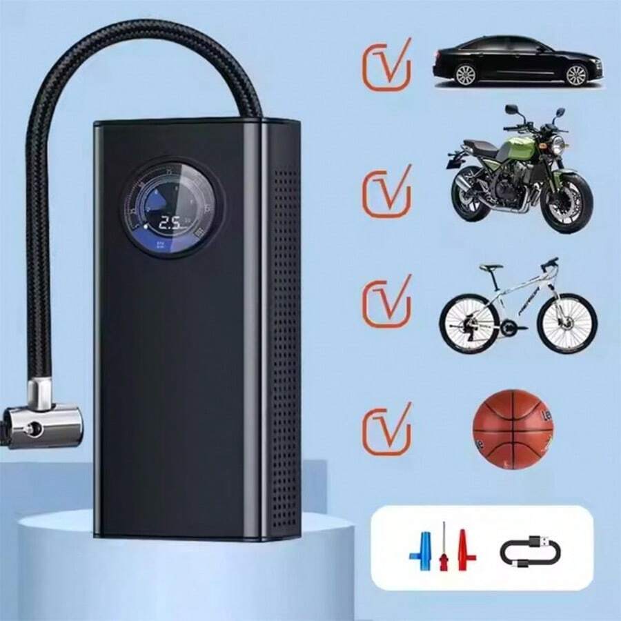 EDVELLA Bomba infladora portátil para autos, inflación rápida y medición precisa de presión. Ideal para emergencias en carretera, su diseño compacto ocupa poco espacio en el maletero. - Inalámbrico - Ver 1