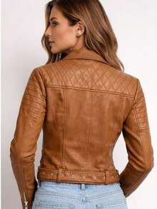 Women's Casual Jacket With Belt - Autumn/Winter Fashion - 駝色 - 查看 3