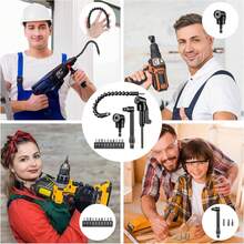 17pcs Flexible Shaft Drill Bit Extension - Seamless Electric Drill Connecting Rod, Multifunctional Hex Screwdriver Adapter, Durable Flexible Shaft Drive Rod, Electric Tool Accessory To Extend Work Reach - 1set(17pcs) - 查看 7