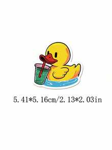 50pcs Cute Little Yellow Duck Cartoon Graffiti Stickers DIY Decoration Phone Water Cup Computer Waterproof Stickers Back To School Season - A - View 7