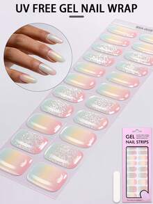 Bộ 22 miếng dán móng tay gel không tia UV, hiệu ứng chuyển màu cầu vồng mùa xuân/hè, kiểu dáng dễ thương, không gây hại do tia UV, bảo vệ móng tự nhiên, dễ sử dụng, hoàn hảo cho các bữa tiệc văn phòng của phụ nữ và tự làm móng nghệ thuật hàng ngày. - Nhiều màu - Xem 12