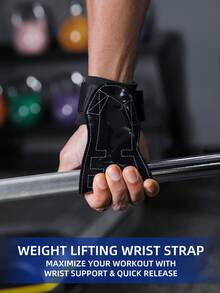 VBOSI 1 Pair Thickened Wrist Support Straps - Thickened Padding And Metal Adjustment Buckle Design, Suitable For Weight Training And Gym Workouts - Black - View 3