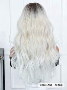 22 Inch Brown To Golden Ombre Synthetic Wig, Dark Roots, Adds Volume, Fashionable Women's Wig, Easy Maintenance, Suitable For Daily Wear, Highlights, Multi-Color - Blonde Ombre - View 7