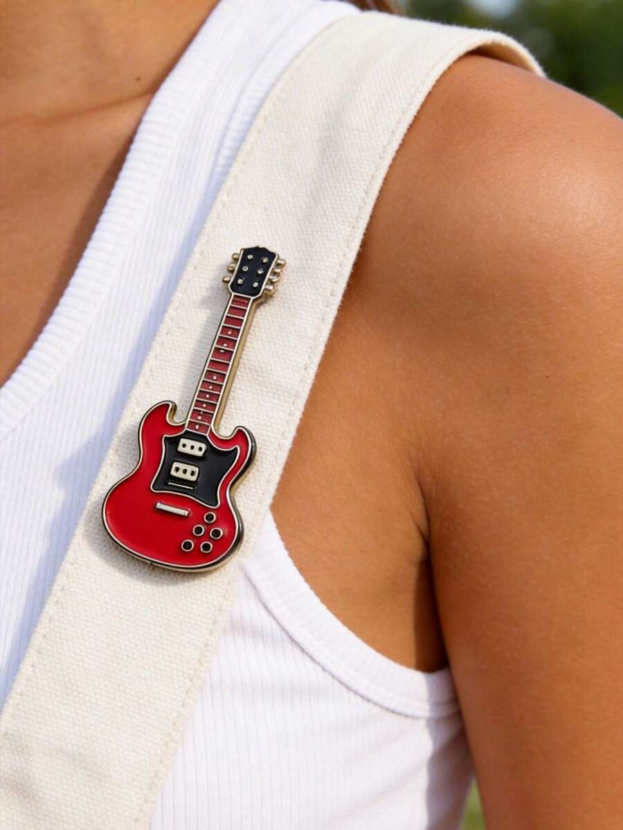 QIHOO Un broche de guitarra musical, broches para mujer, alfileres de , bolsos para mujer, bolsos para mujeres - Rojo - Ver 1