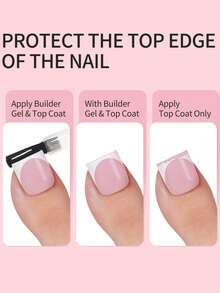150 móng giả gel vuông ngắn màu nâu/hồng, 15 kích cỡ, kiểu Pháp ngắn, mờ, thích hợp cho phụ nữ và bé gái trang trí móng chân. - Hồng - Xem 4
