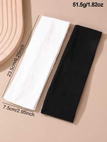 2pcs Women's Minimalist Elegant White & Black Headbands, Suitable For Daily Wear In Spring And Summer - Multicolor - View 4