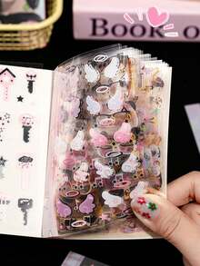 1 Book Of 20pcs Cute Series Sticker Set, PET Decorative Pattern Sticker Book With Diverse Patterns And Themes, 20 Die-Cut Stickers For Office & School Supplies, Back To School Scrapbook Supplies Scrapbooking - A - View 1
