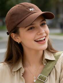 Gorra de béisbol con bordado de zorro estilo coreano, gorra de béisbol de ala ancha y favorecedora, sombrero de sol de verano, versátil unisex - Multicolor - Ver 3