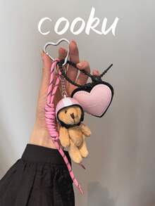 1 móc khóa hình gấu đội mũ bảo hiểm dễ thương, thiết kế tối giản, phù hợp để gắn vào chìa khóa xe, phụ kiện hoặc làm quà tặng giáo viên. - Nhiều màu - Xem 1