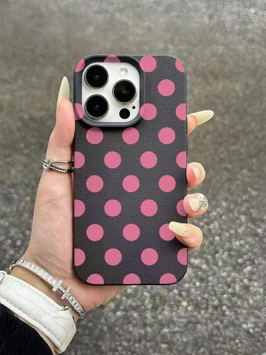 1个大波点图案、大孔黑色皮革防震手机壳，TPU材质，适合作为节日礼物，兼容苹果Xs/Xsmax/Xr/11/12/13/14/15/16pro/Promax/14/15/16plus/17，男女通用 - 黑色 - 查看 1