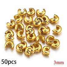 50个/包 3mm 4mm 5mm 圆形盖珠 压接端珠 止珠 端盖 间隔珠 用于DIY珠宝制作配件 - 夾珠 - 查看 12