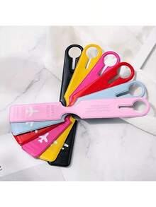 1/2pc Creative Plane Pattern Baggage Tag, Travel Accessories, Luggage Tag PU Leather Tag Suitcase Tag, ID Address Label, Airplane Boarding Tag, Travel Carrying Identification Tag Travel Essentials Travel Organizer For Beach Summer Vacation Back To School Bag For School School Accessories School Stuff - Multicolor - View 3