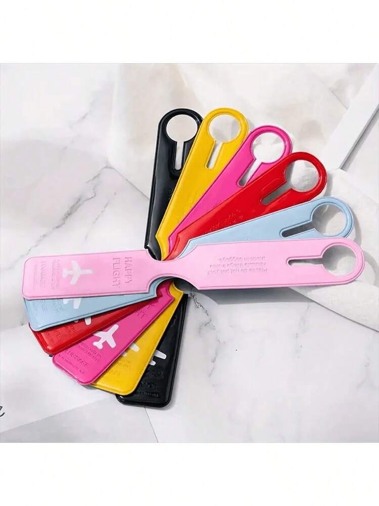 1/2pc Creative Plane Pattern Baggage Tag, Travel Accessories, Luggage Tag PU Leather Tag Suitcase Tag, ID Address Label, Airplane Boarding Tag, Travel Carrying Identification Tag Travel Essentials Travel Organizer For Beach Summer Vacation Back To School Bag For School School Accessories School Stuff - Nhiều màu - Xem 3