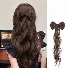 Bow-Shaped Hair Clip With Curly Wig - Multicolor - View 2