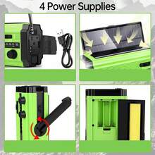 5000mAh/18500mWh Emergency Hand-Crank Radio With 2 Solar Panels, Portable AM/FM/NOAA Weather Radio, Rechargeable Battery-Powered Radio, USB Charger, SOS Function, Flashlight, Reading Lamp For Home And Outdoor Use. - 查看 2
