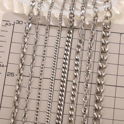 1m 304 Stainless Steel Punk Hip-Hop NK Chain, Square Wire Twisted Chain, DIY Necklace Bracelet Jewelry Making Accessory, Suitable For Men And Women To Wear