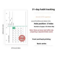 1pc A6 A7 M5 31-Day Habit Tracking Loose-Leaf Replacement Inner Pages, Undate, For Self Discipline Goal Tracker & Habit Development, Daily Check In, Review, Summarize - 31-day Check-in - View 11