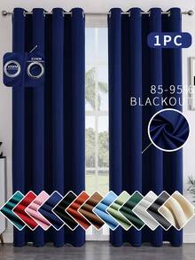 1 Panel Solid Color Curtain Fabric. The Curtain Can Block Sunlight And UV Rays, Insulate Against Summer Heat And Winter Cold, Balance Room Temperature, And Reduce Energy Costs. It Can Also Reduce External Noise And Protect Your Privacy, Creating A Good Working And Sleeping Environment. Each Curtain Has 6-8 Silver Metal Grommets At The Top. Easy To Match With Standard Curtain Rods. Simple To Hang And Slide Smoothly. Suitable For Office, Bedroom, Living Room. - Royal Blue - View 1